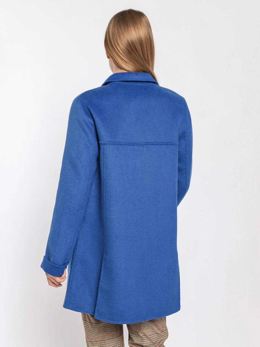 Синее шерстяное пальто